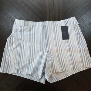 Men's VRST Slim Fit Resort Short Muted Denim Calm Stripe XL 5" Inseam New Casual